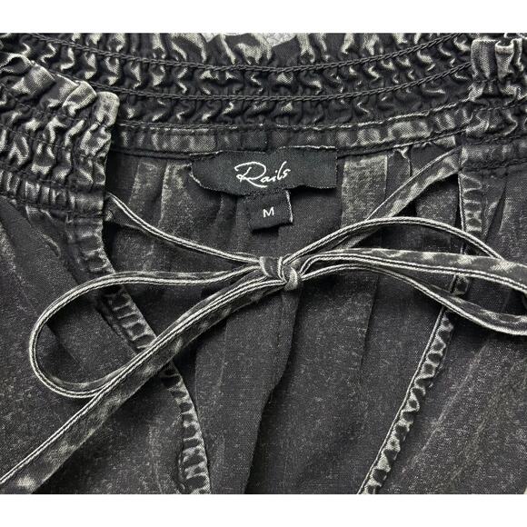 Rails Amity Acid Wash Cotton Puff-Sleeve Blouse Size M - Picture 9 of 9